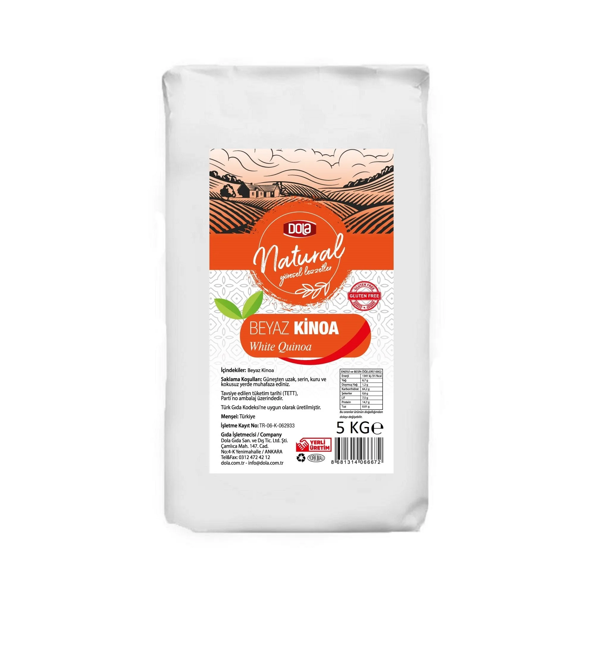 Dola Beyaz Kinoa Glutensiz Natural 5 kg
