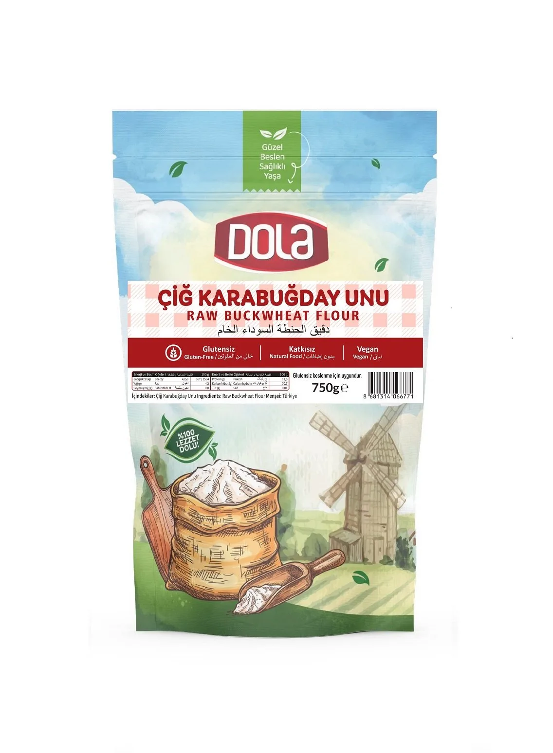 Dola Glutensiz Çiğ Karabuğday Unu 750 gr
