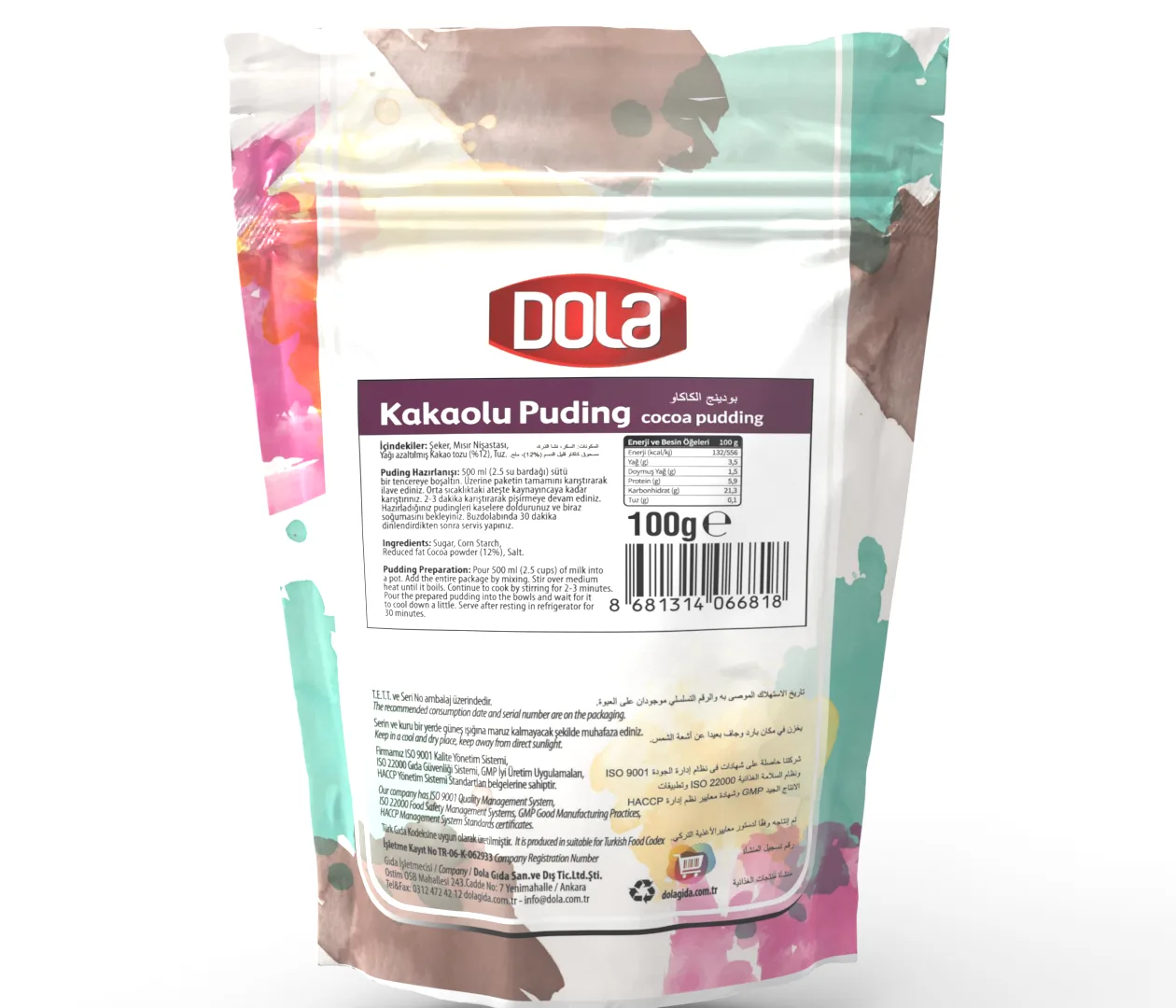 Dola Glutensiz Kakaolu Puding 2 adet