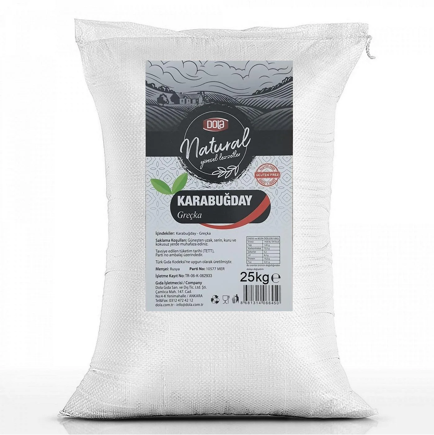 Dola Glutensiz Kavrulmuş Karabuğday Tane 25 kg