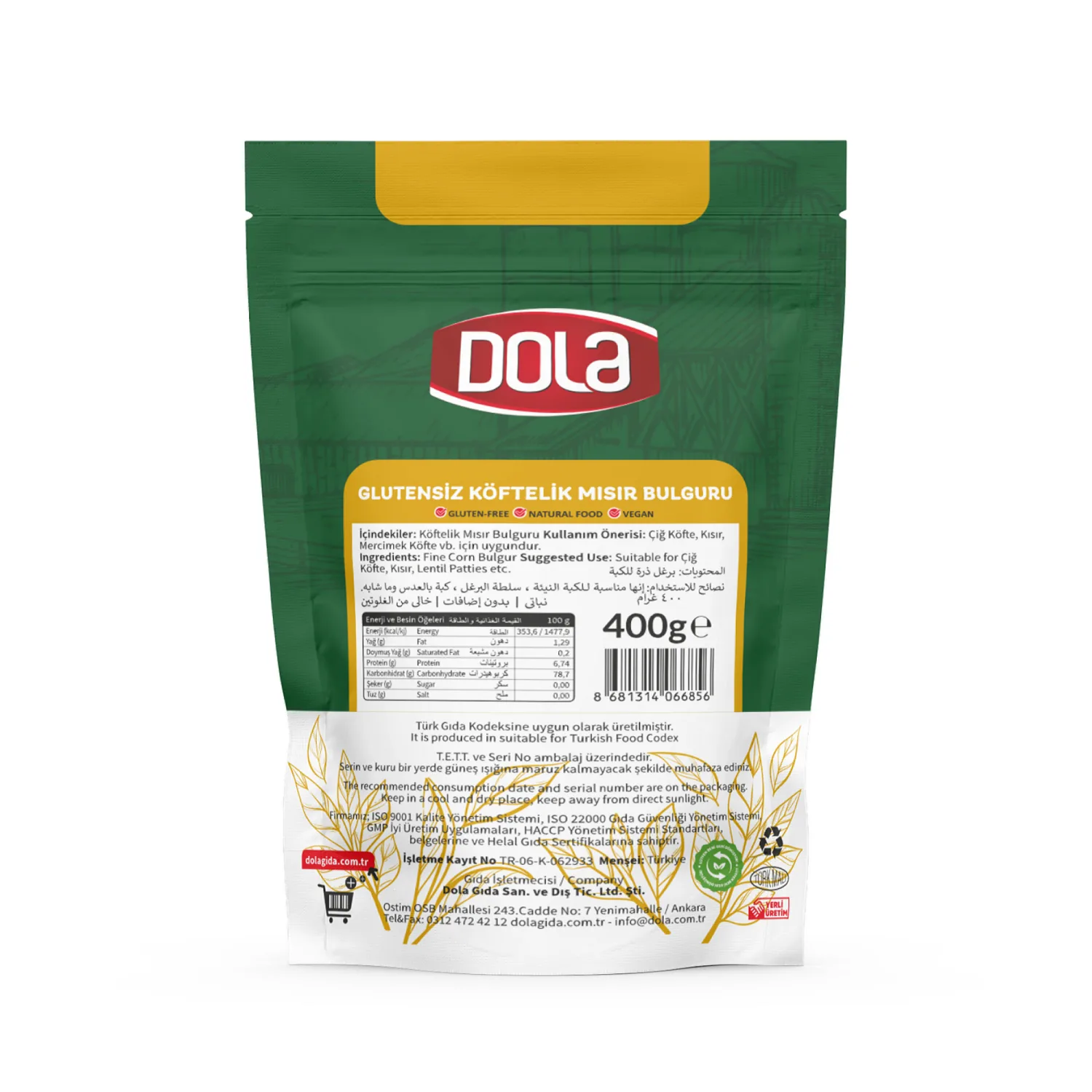 Dola Glutensiz Köftelik Mısır Bulguru 400 g