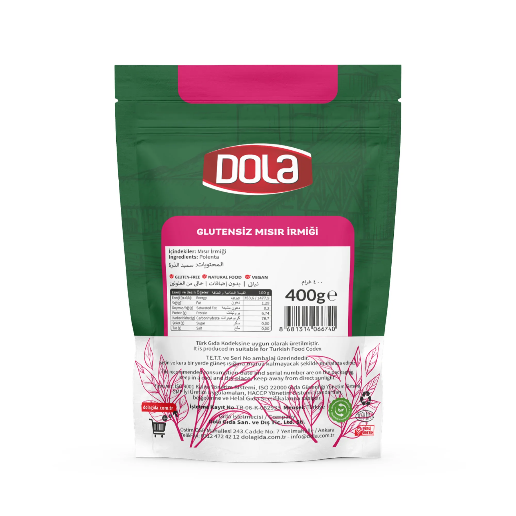 Dola Glutensiz Mısır İrmiği 400 g