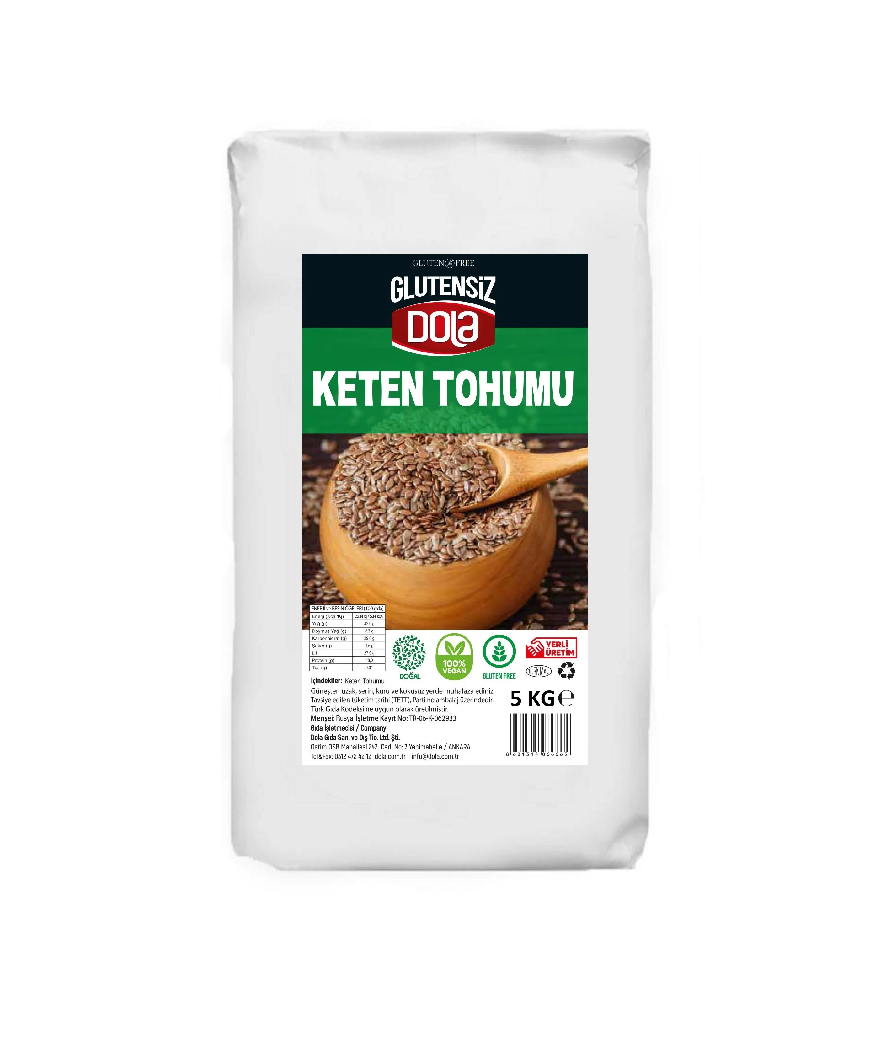 Dola Keten Tohumu Tane 5 kg Doğal Katkısız Glutensiz